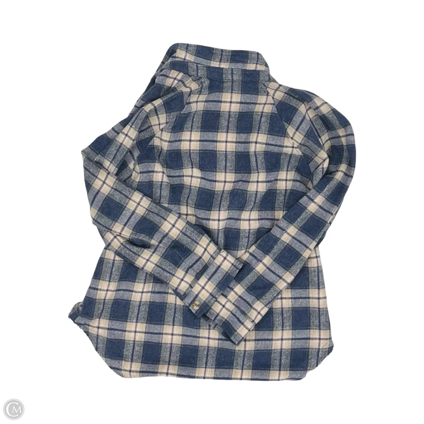 Top Long Sleeve By Blu Pepper In Blue & Cream, Size: M