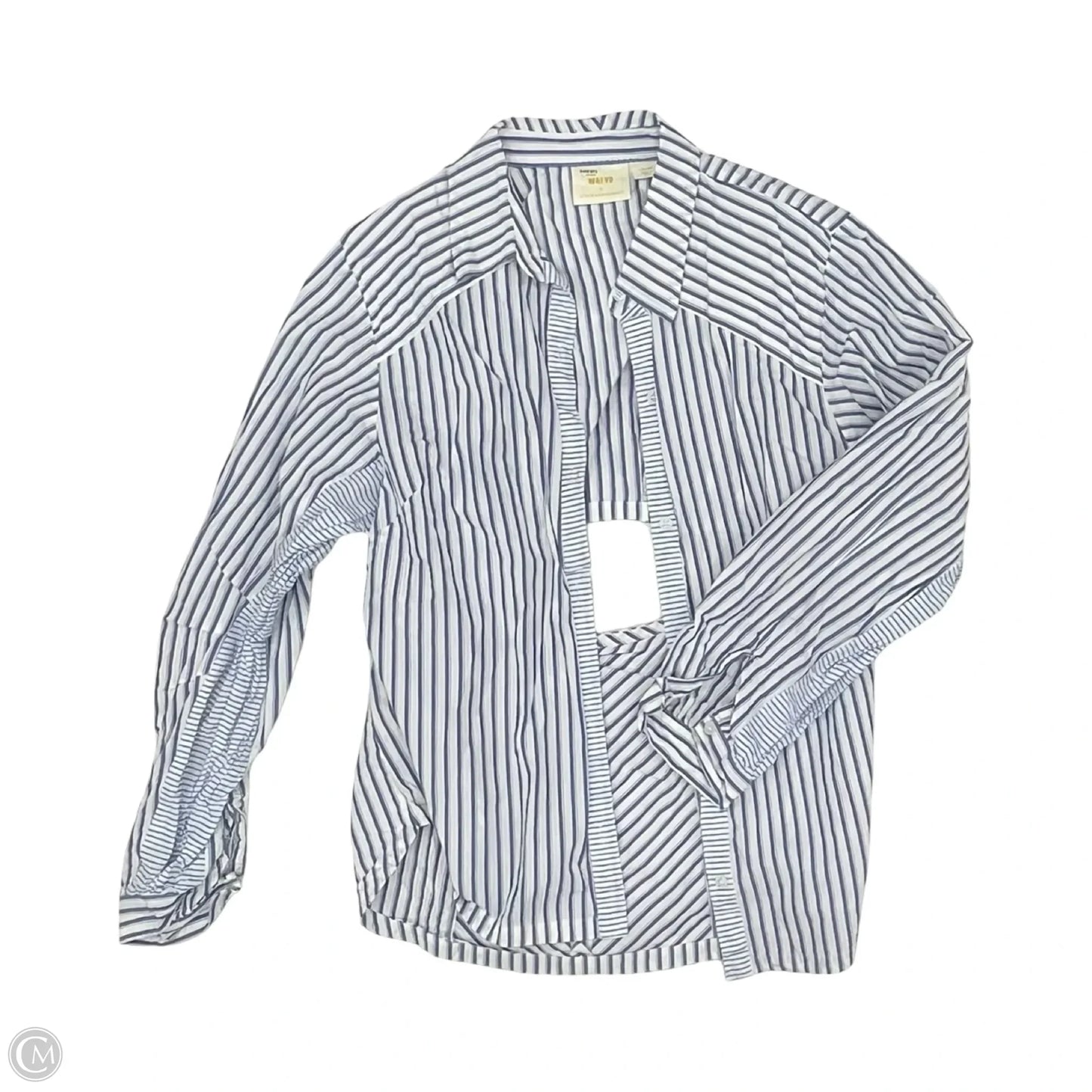 Blouse Long Sleeve By Maeve In Blue & Cream, Size: L