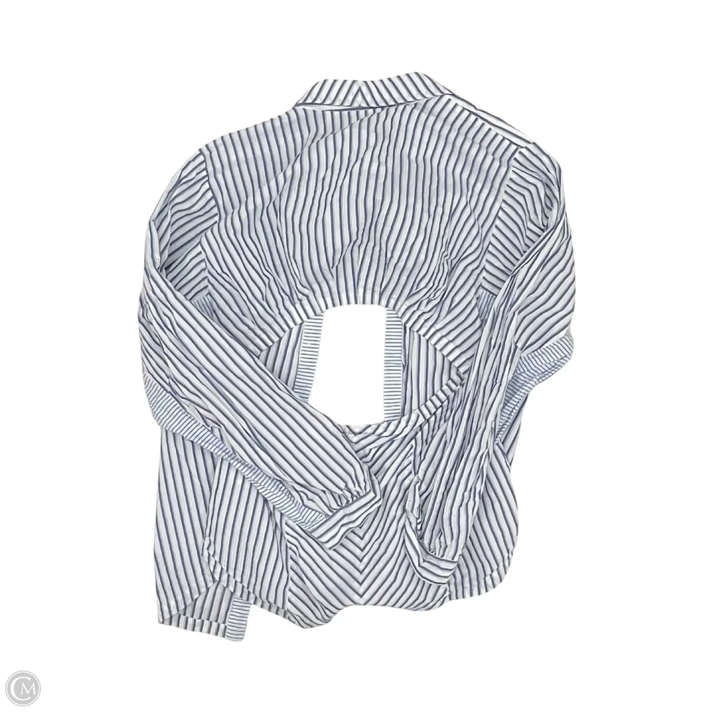 Blouse Long Sleeve By Maeve In Blue & Cream, Size: L
