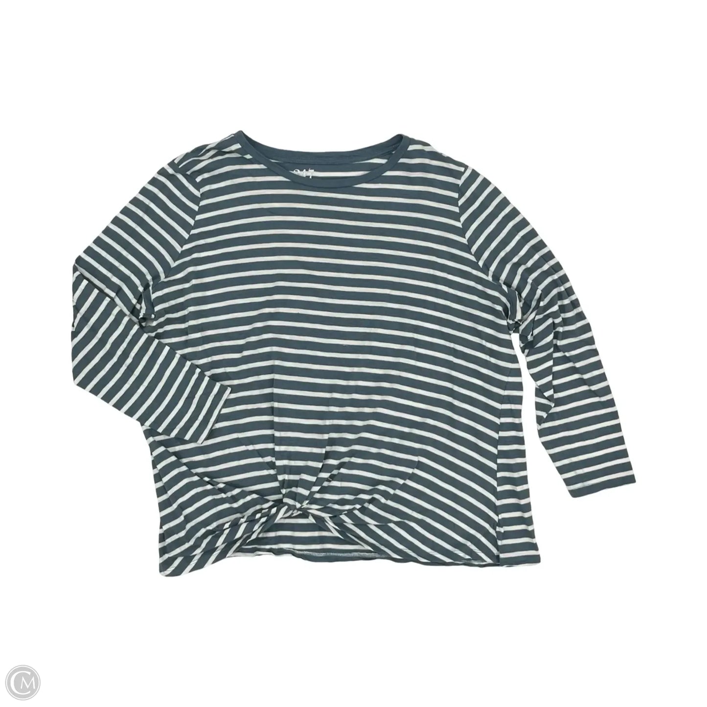 Top Long Sleeve By Maurices In Green & White, Size: 2x