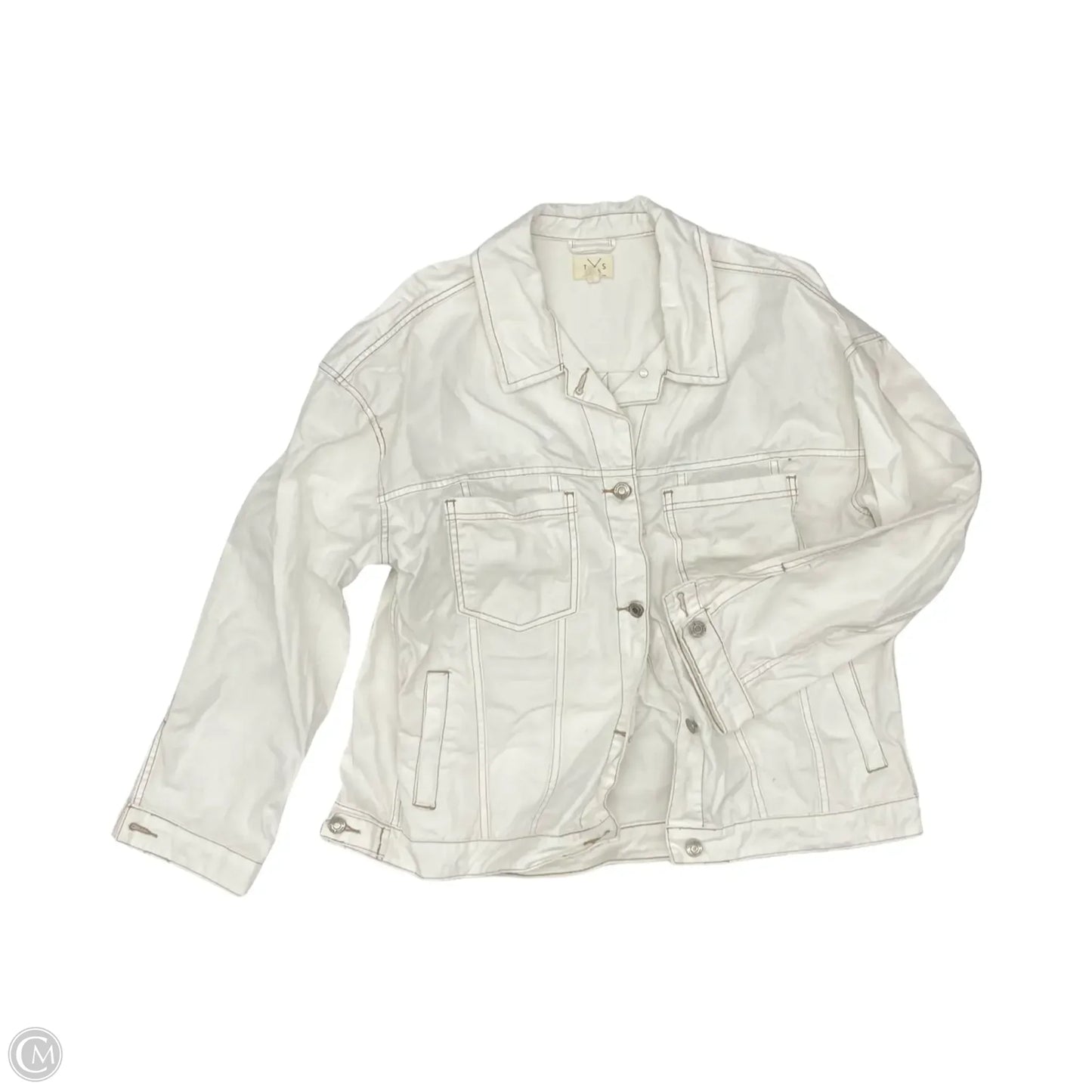 Jacket Denim By Thread And Supply In Cream Denim, Size: Xl