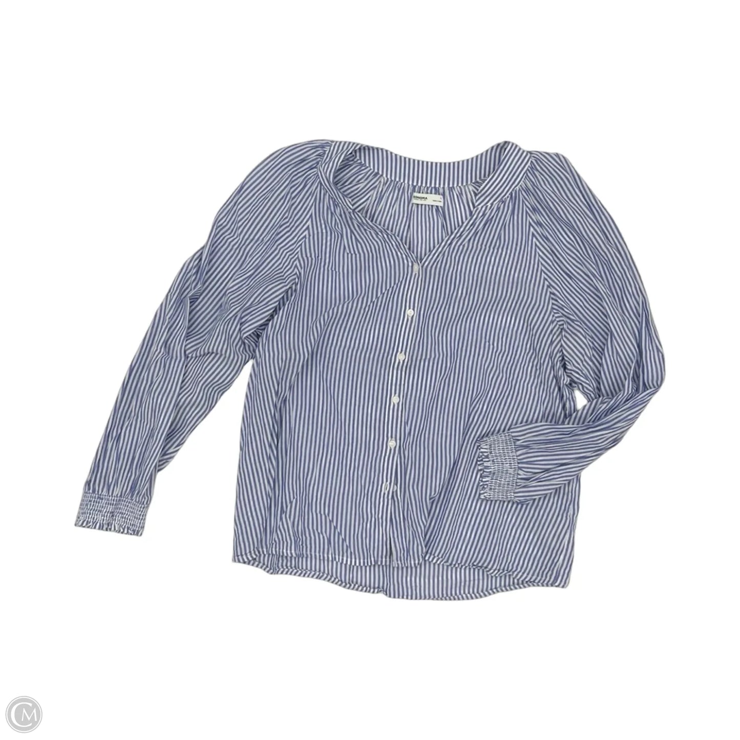 Blouse Long Sleeve By Sonoma In Blue & White, Size: L