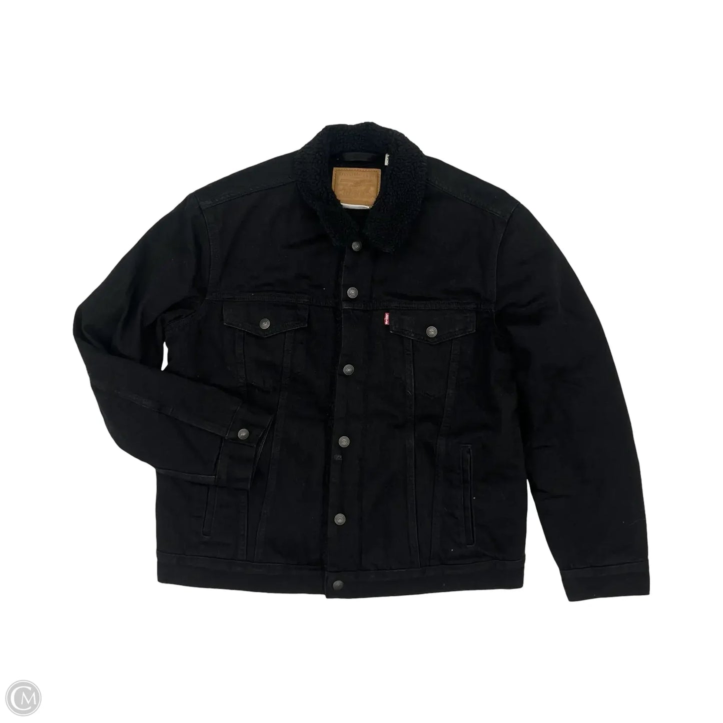 Jacket Denim By Levis In Black Denim, Size: L