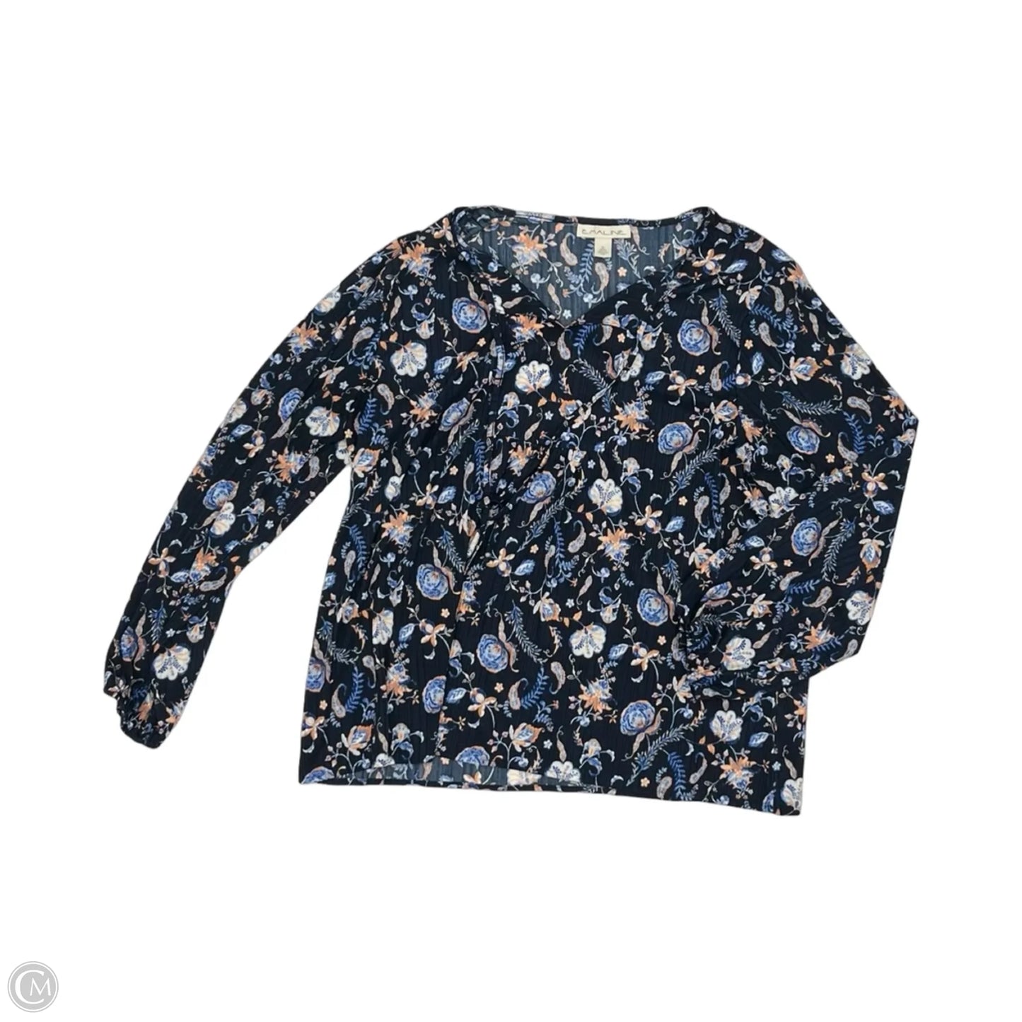Blouse Long Sleeve By Emaline In Floral Print, Size: Xl