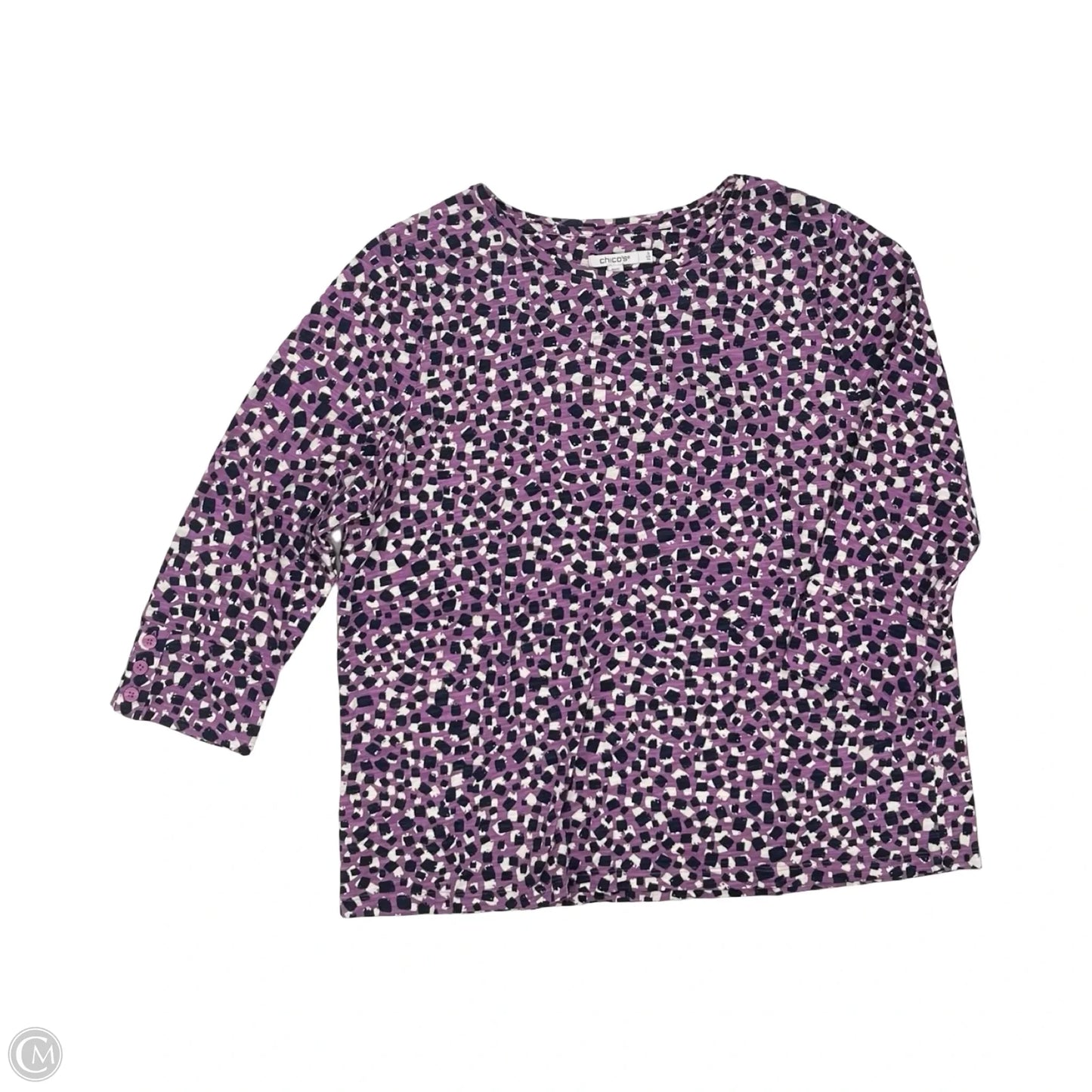 Top 3/4 Sleeve By Chicos In Blue & Purple, Size: Xl