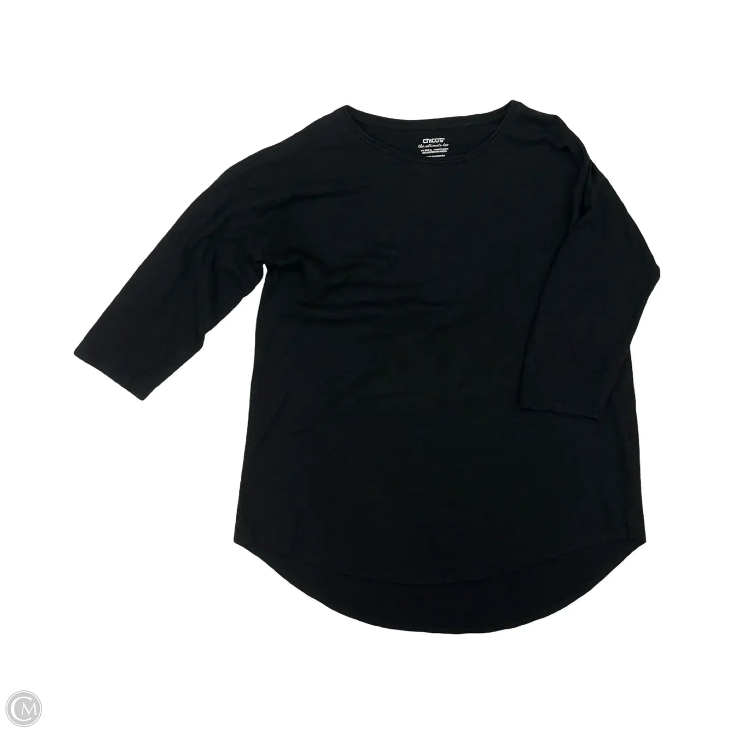 Top 3/4 Sleeve By Chicos In Black, Size: Xl