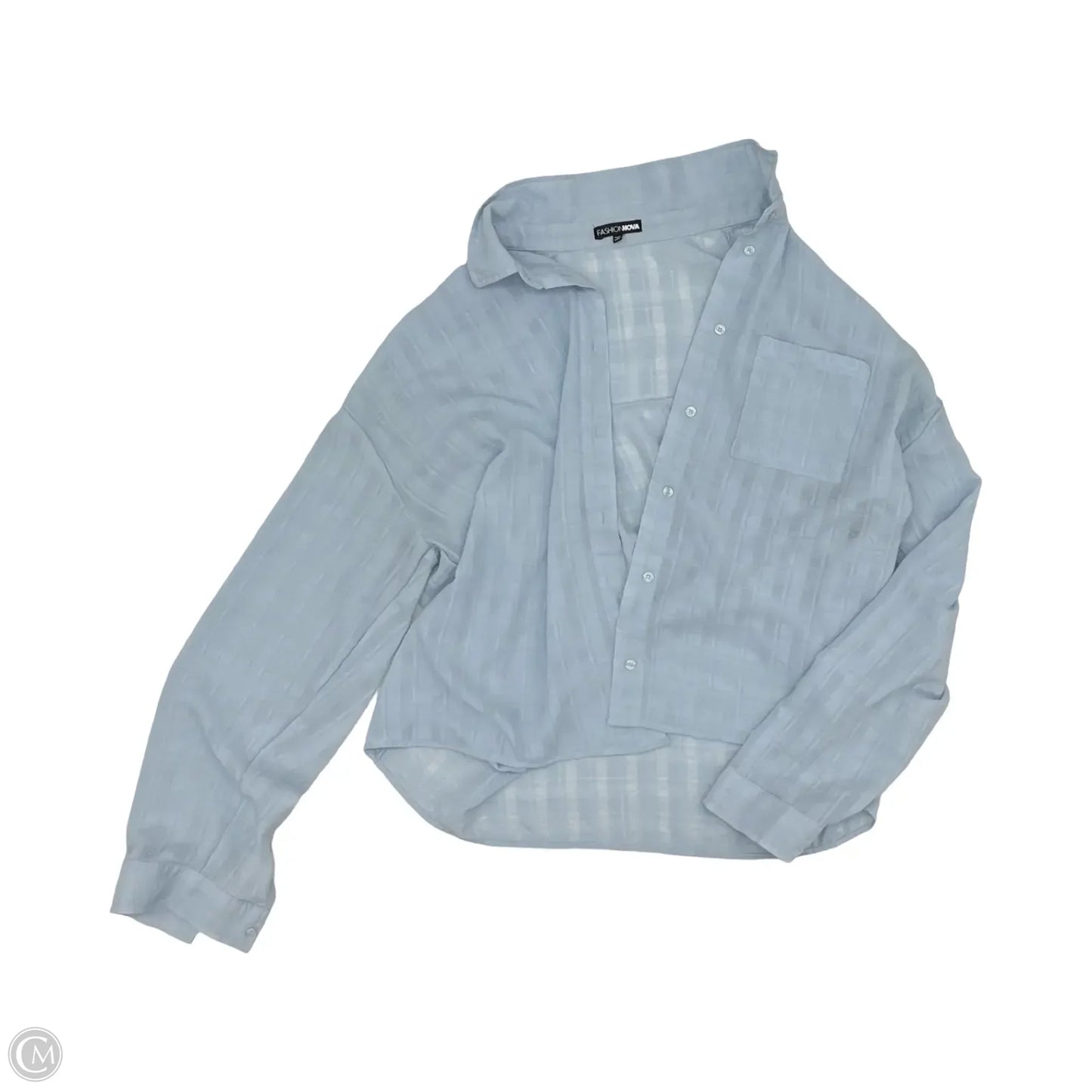Blouse Long Sleeve By Fashion Nova In Blue, Size: L