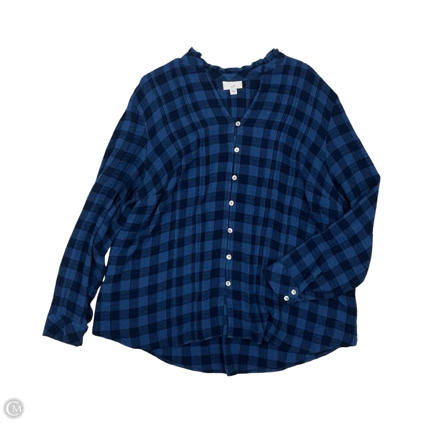 Blouse Long Sleeve By J. Jill In Black & Blue, Size: Xl