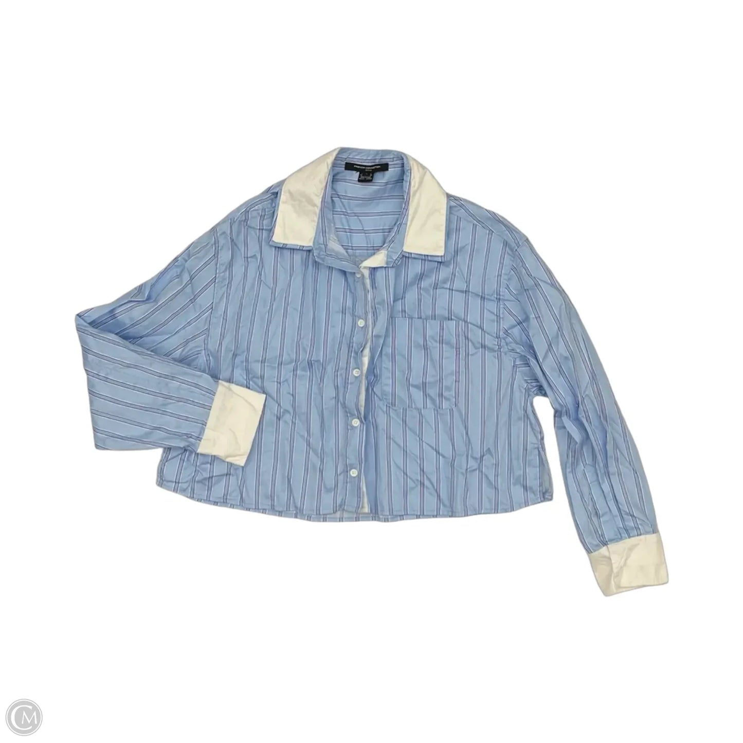 Blouse Long Sleeve By French Connection In Striped Pattern, Size: L