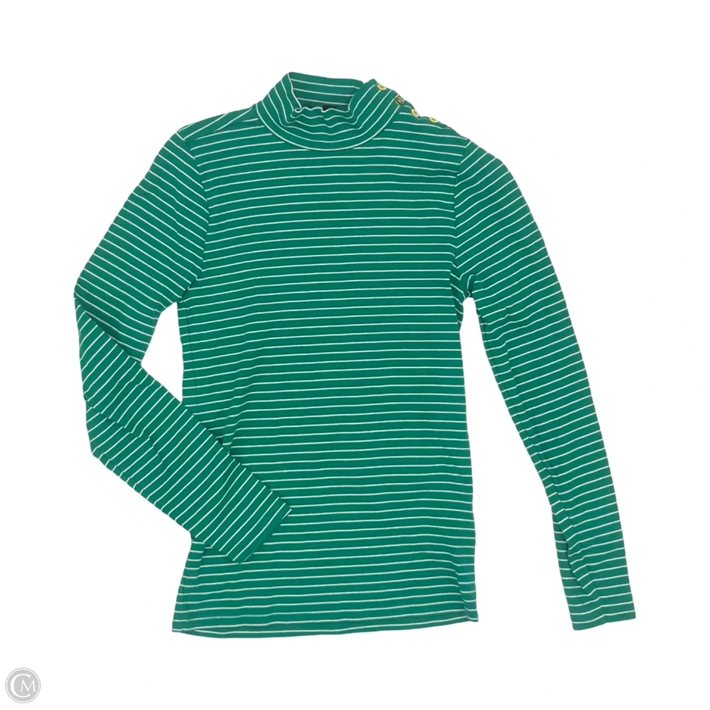 Top Long Sleeve By J. Crew In Green & White, Size: S