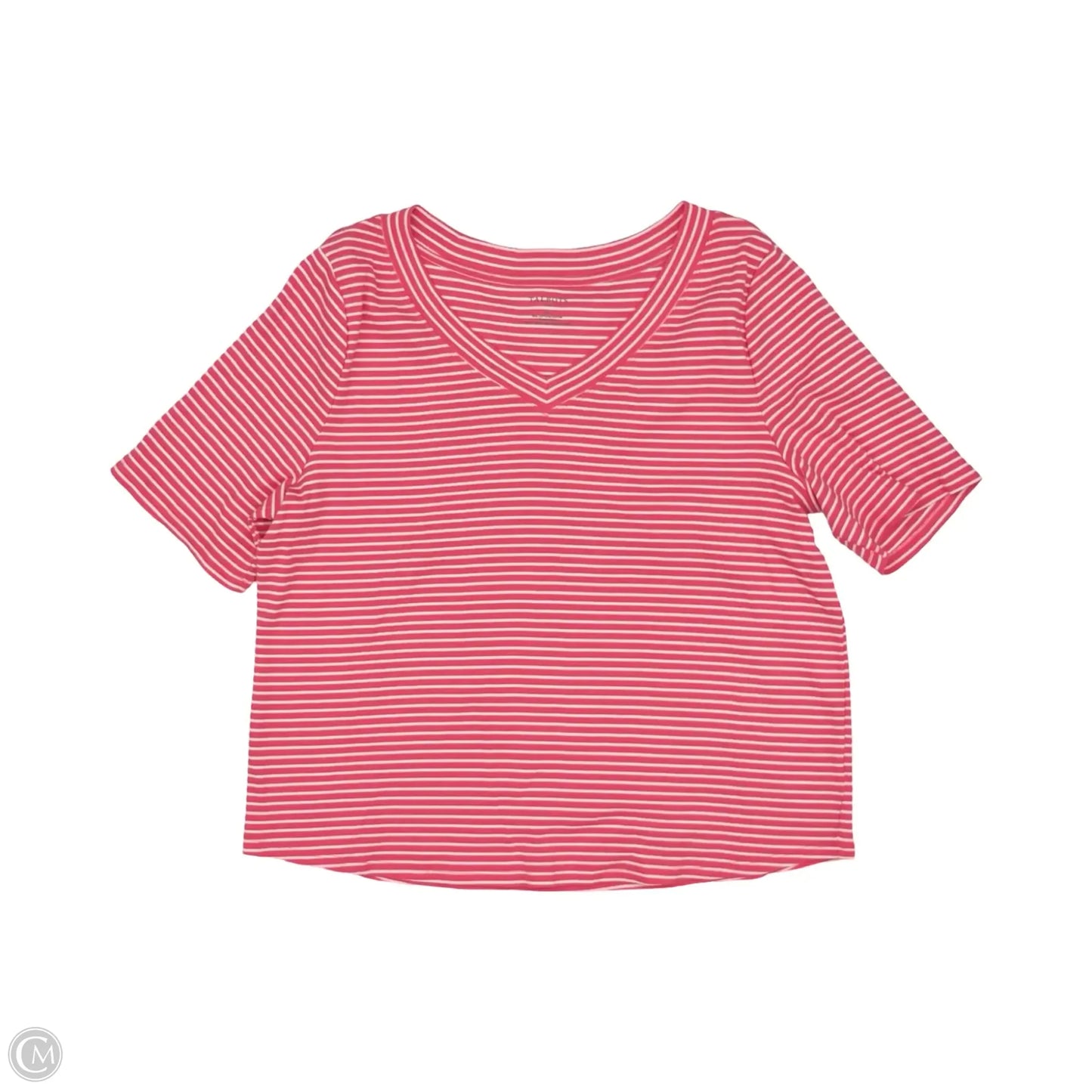 Top Short Sleeve By Talbots In Pink & White, Size: 3x