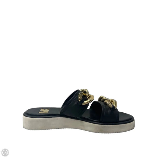 Sandals Designer By Michael Kors In Black & Gold, Size: 8.5