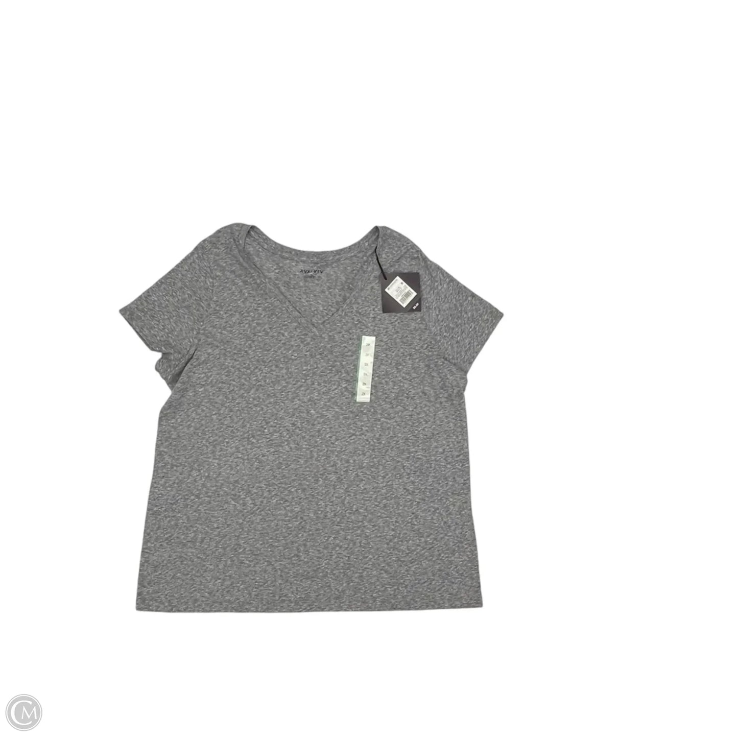 Top Short Sleeve Basic By Ava & Viv In Grey, Size: 2x