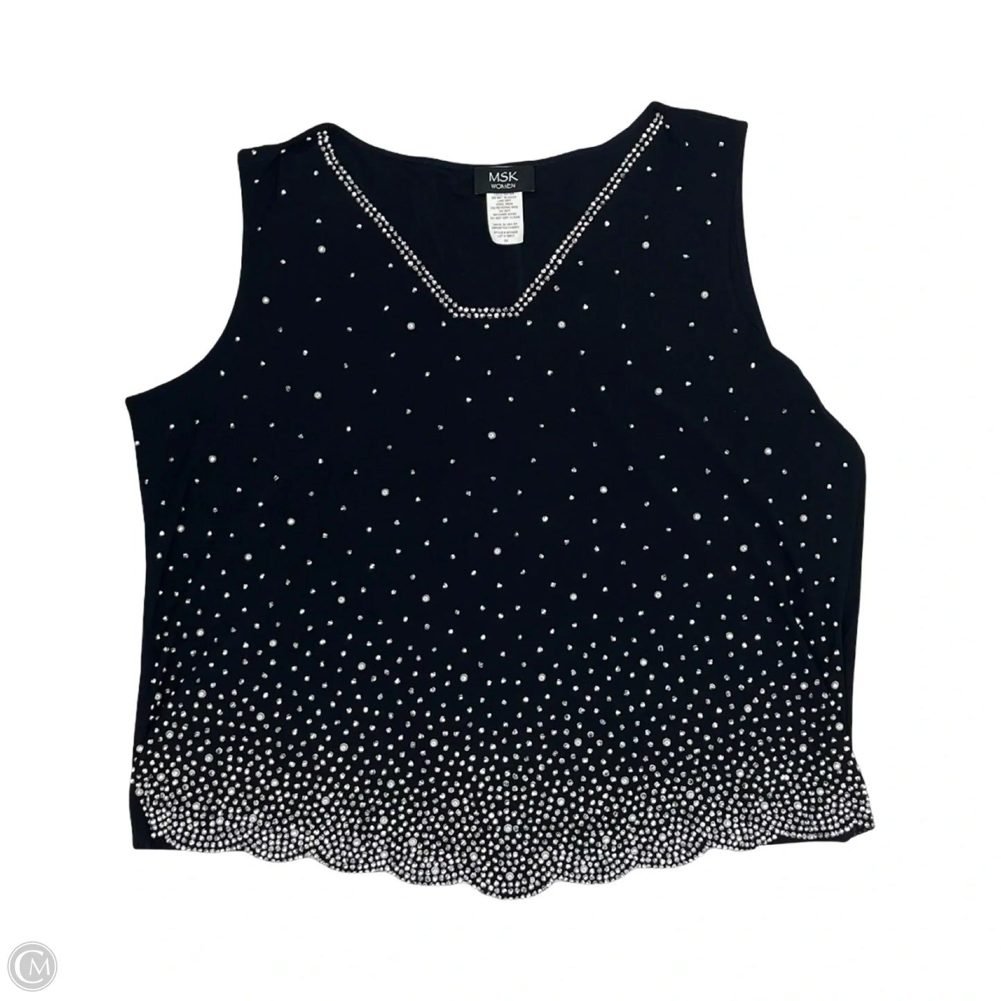 Blouse Sleeveless By Msk In Black & Silver, Size: 3x