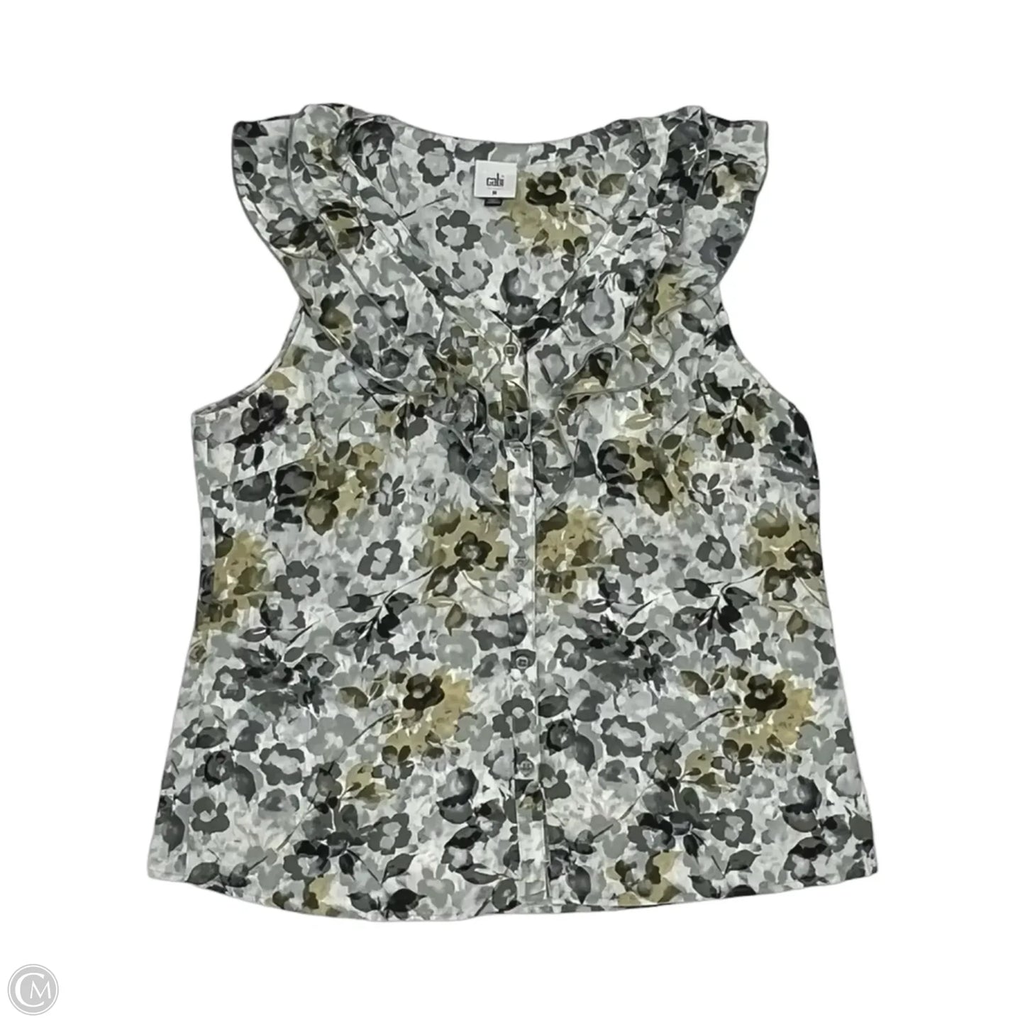 Blouse Sleeveless By Cabi In Grey, Size: M