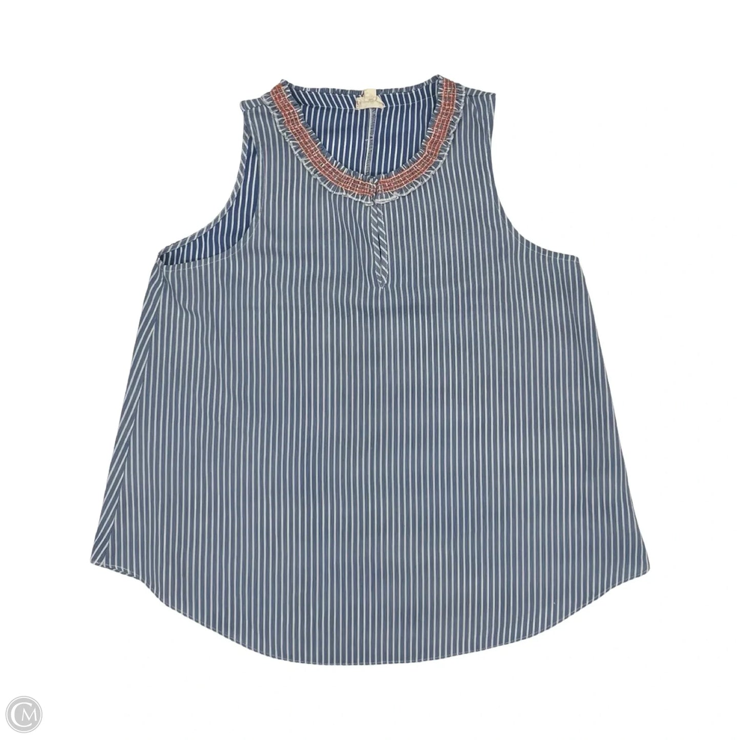 Blouse Sleeveless By Hem & Thread In Blue & White, Size: M