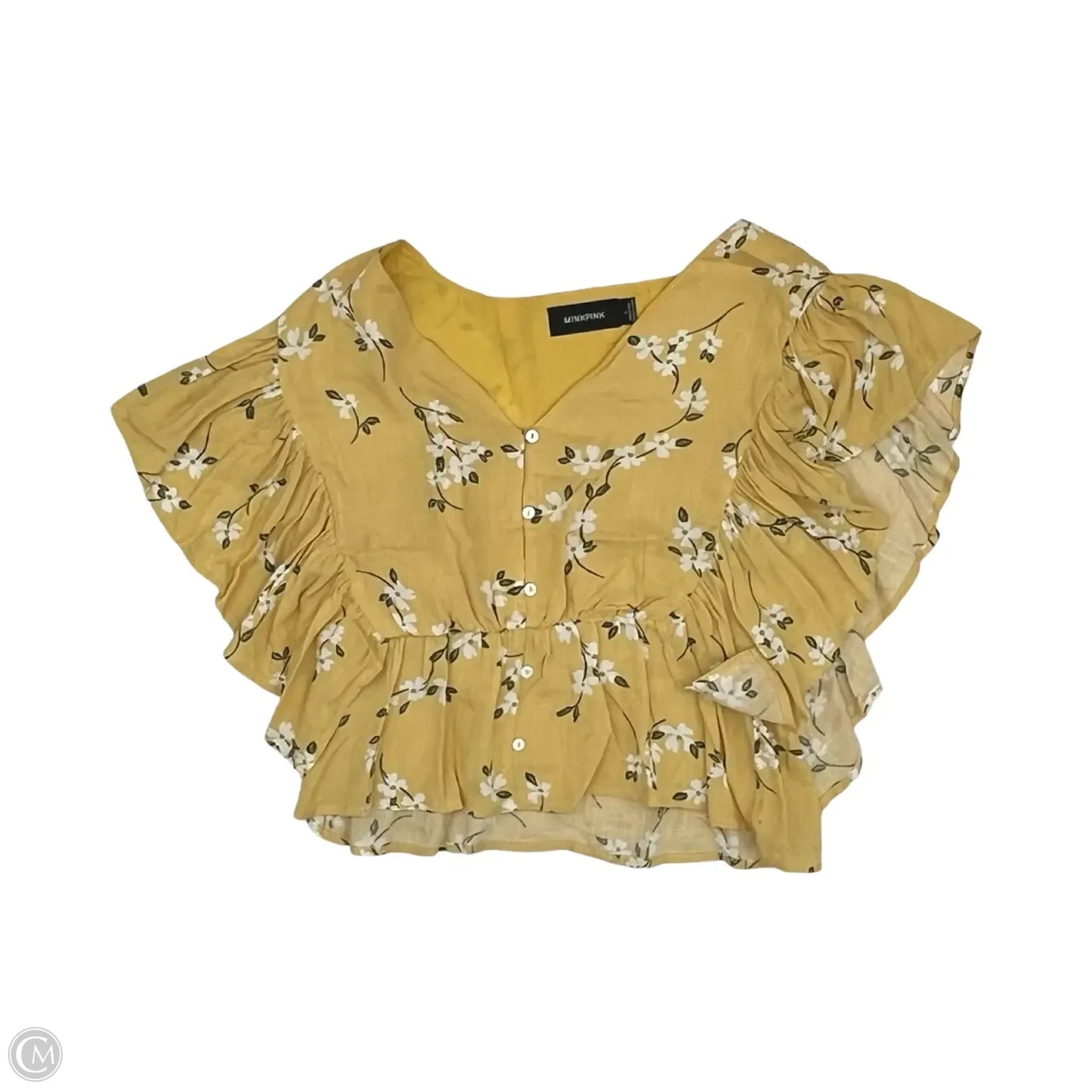 Top Short Sleeve By Minkpink In Yellow, Size: L