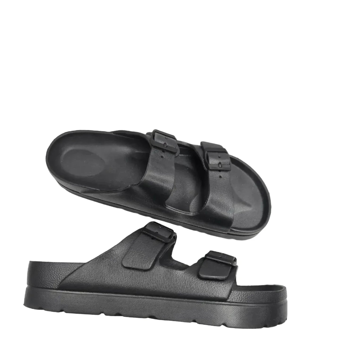 Sandals Flats By Clothes Mentor In Black, Size: 11