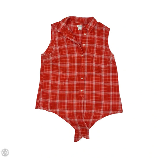 Top Sleeveless By J. Crew In Red & White, Size: S