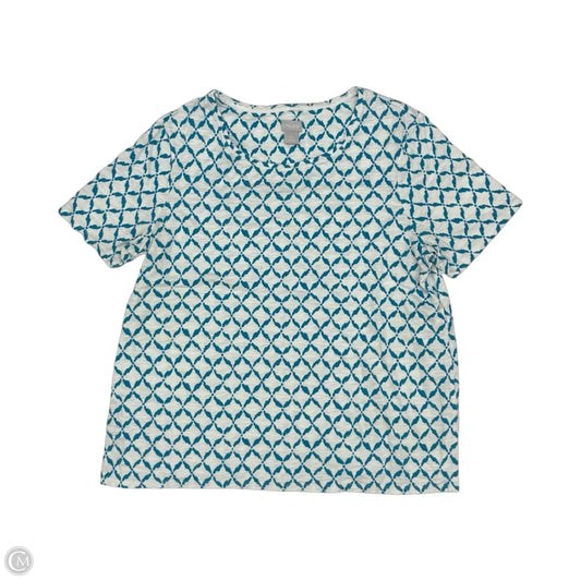 Top Short Sleeve By Chicos In Blue & White, Size: L