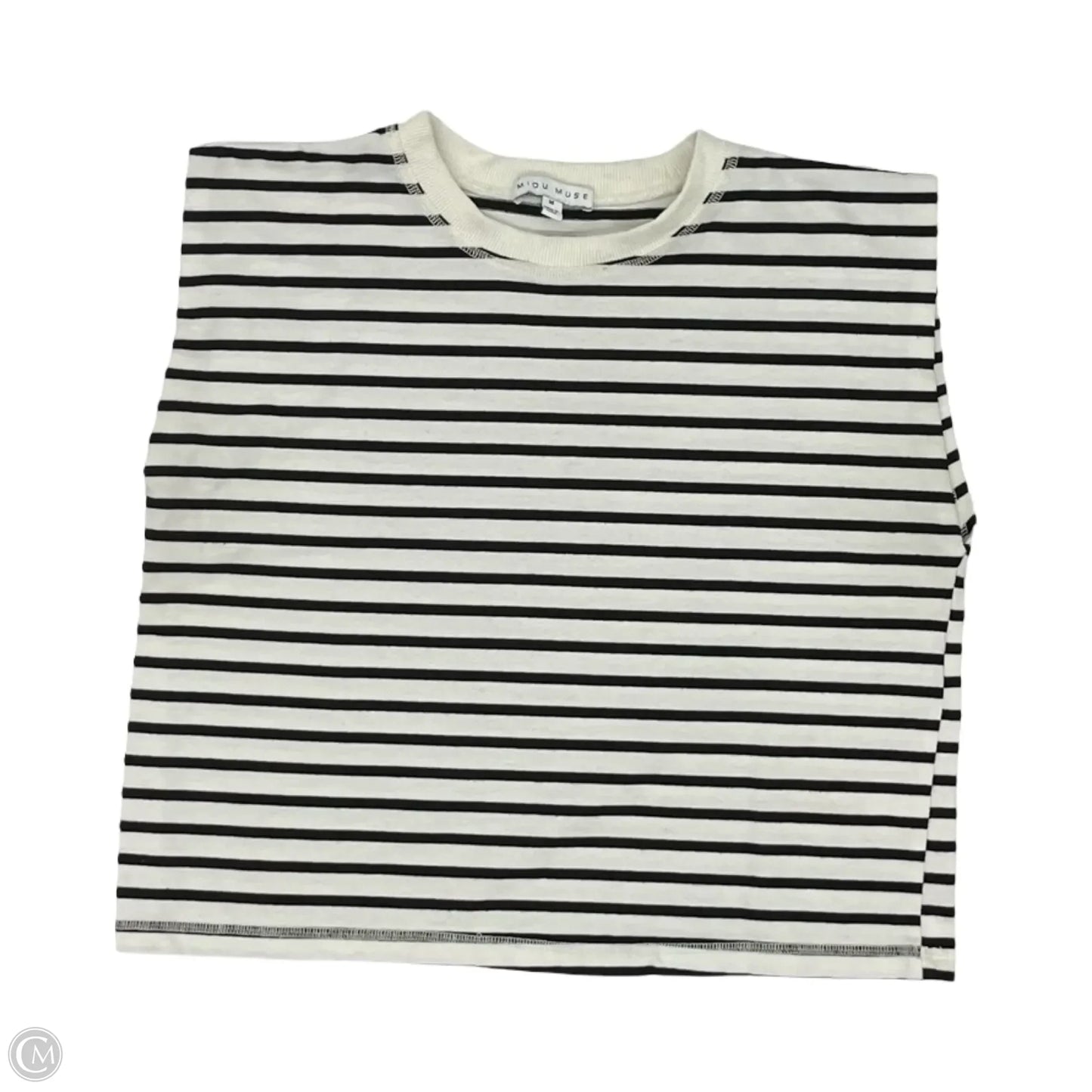 Top Short Sleeve By Miou Muse In Black & White, Size: M