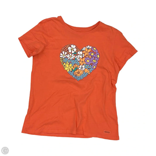 Top Short Sleeve By Life Is Good In Orange, Size: L