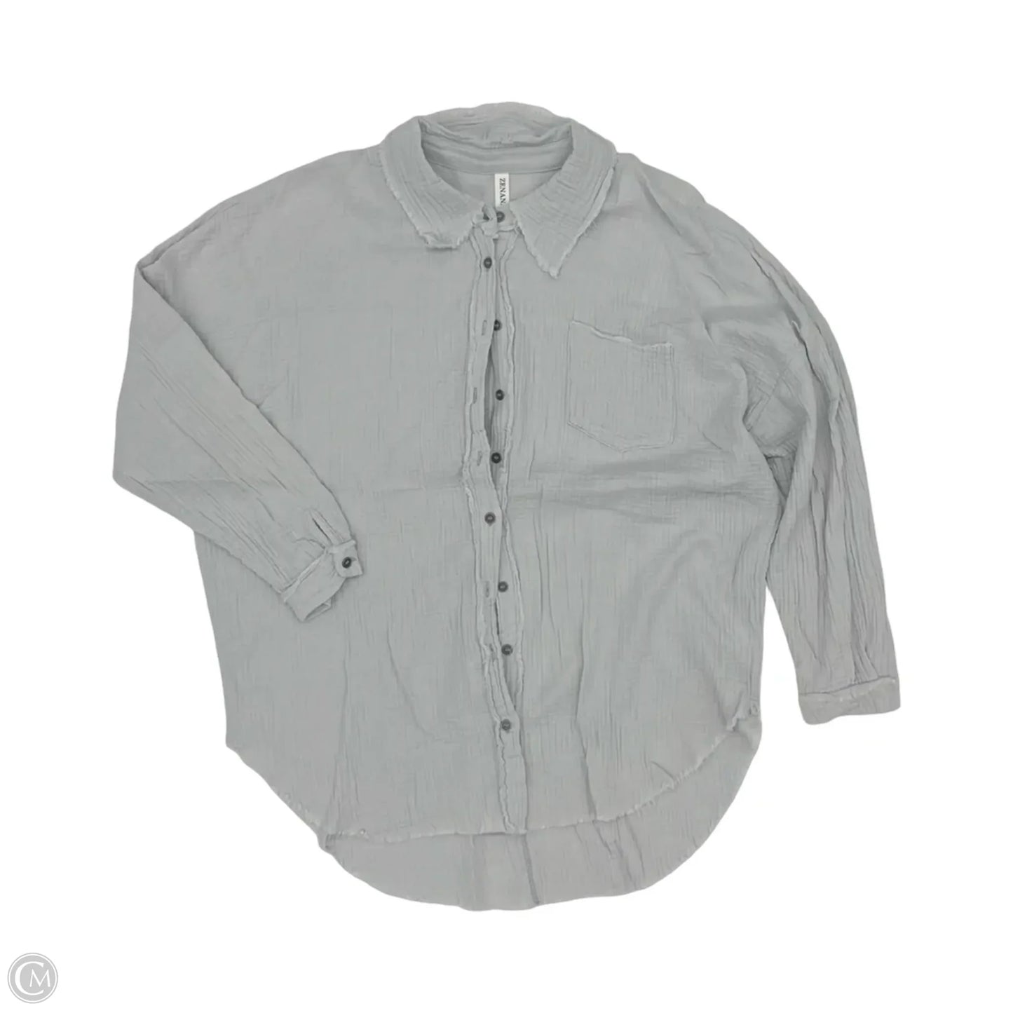 Top Long Sleeve By Zenana In Grey, Size: Xl