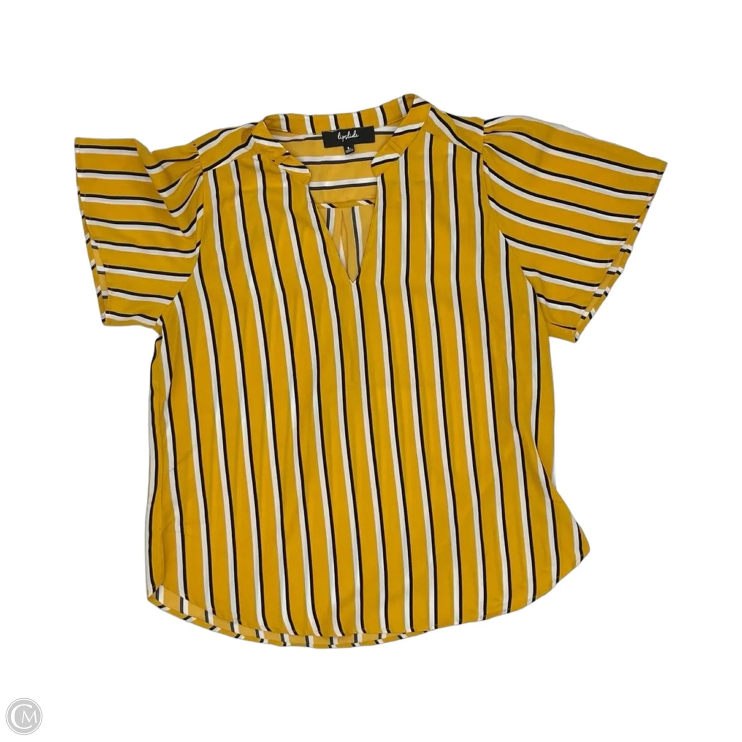 Blouse Short Sleeve By Clothes Mentor In Yellow, Size: L