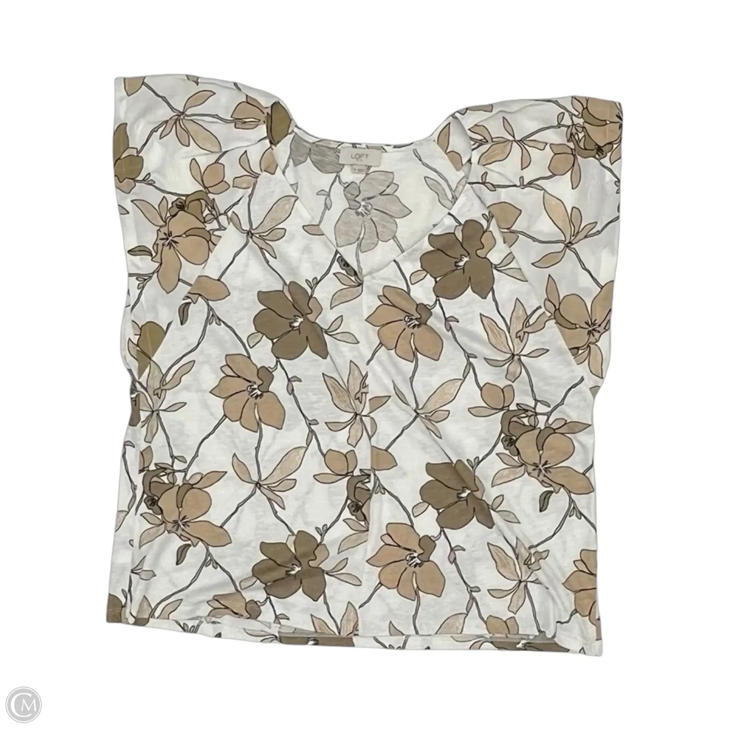 Blouse Short Sleeve By Loft In Tan, Size: Xl