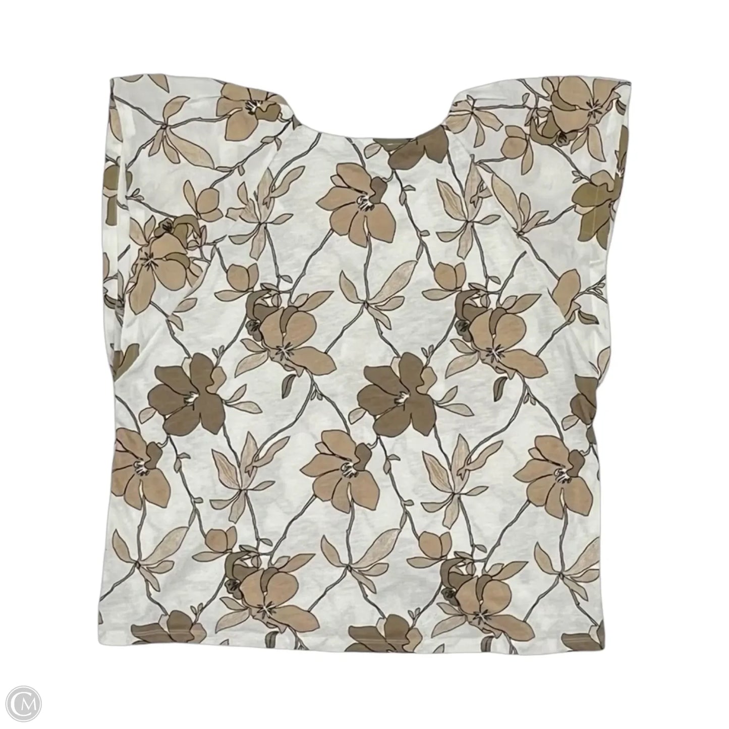 Blouse Short Sleeve By Loft In Tan, Size: Xl