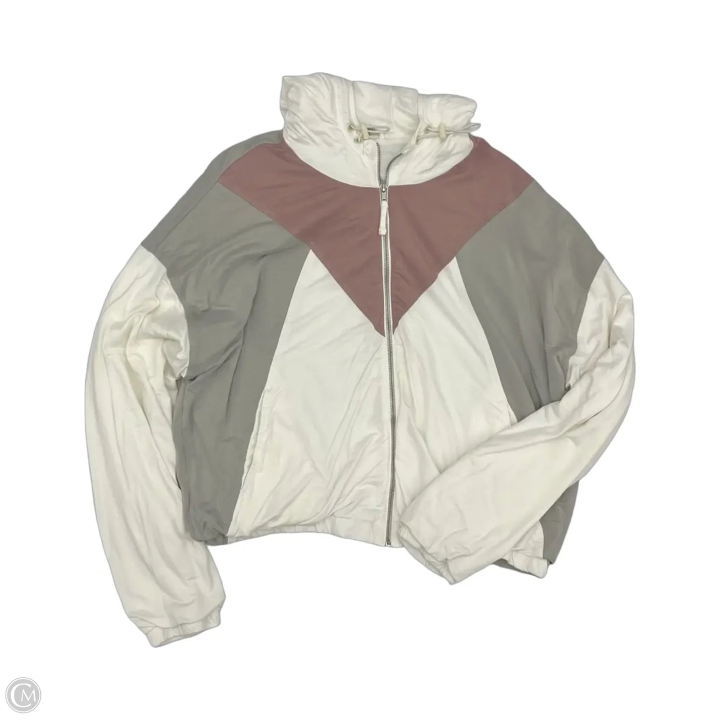 Athletic Jacket By Zyia In Grey & White, Size: 3x