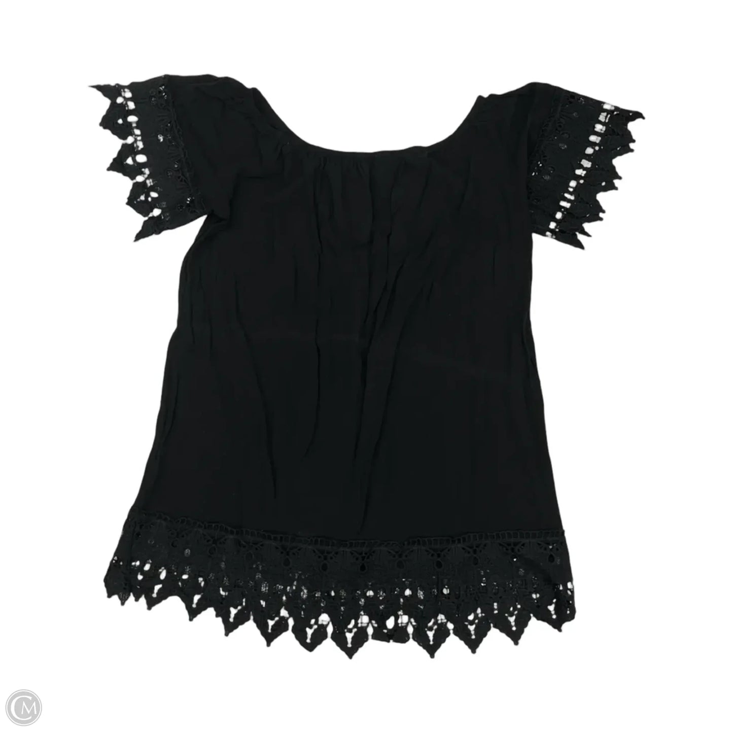 Top Short Sleeve By Iris In Black, Size: 1x