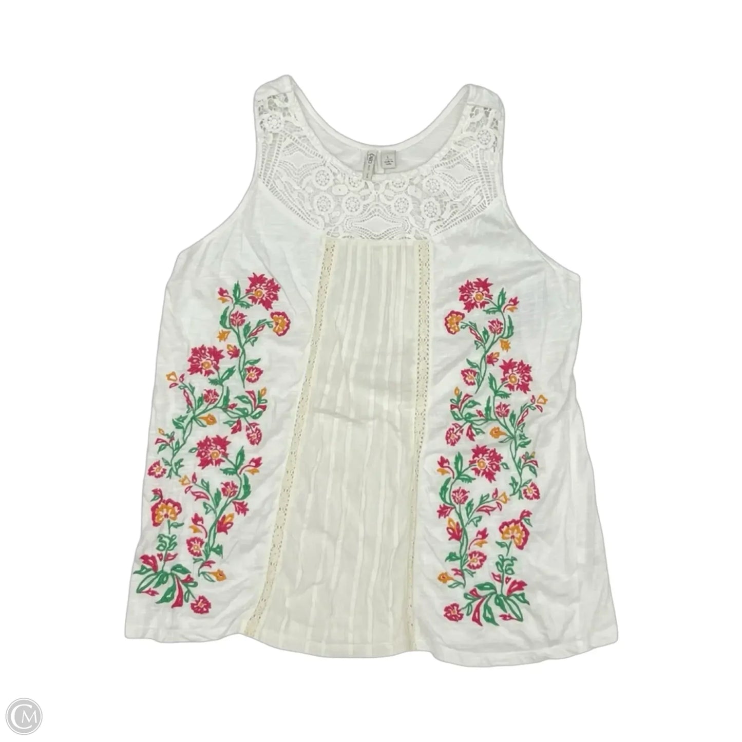 Top Sleeveless By Cato In White, Size: L