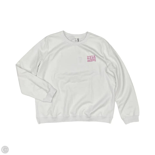 Athletic Sweatshirt Crewneck By Zyia In White, Size: Xxl