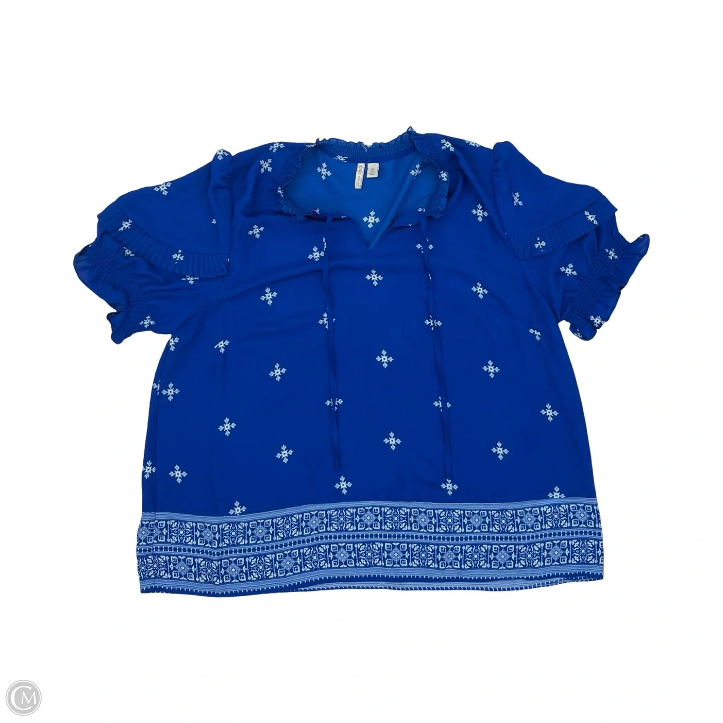 Blouse Short Sleeve By Cato In Blue, Size: Xl