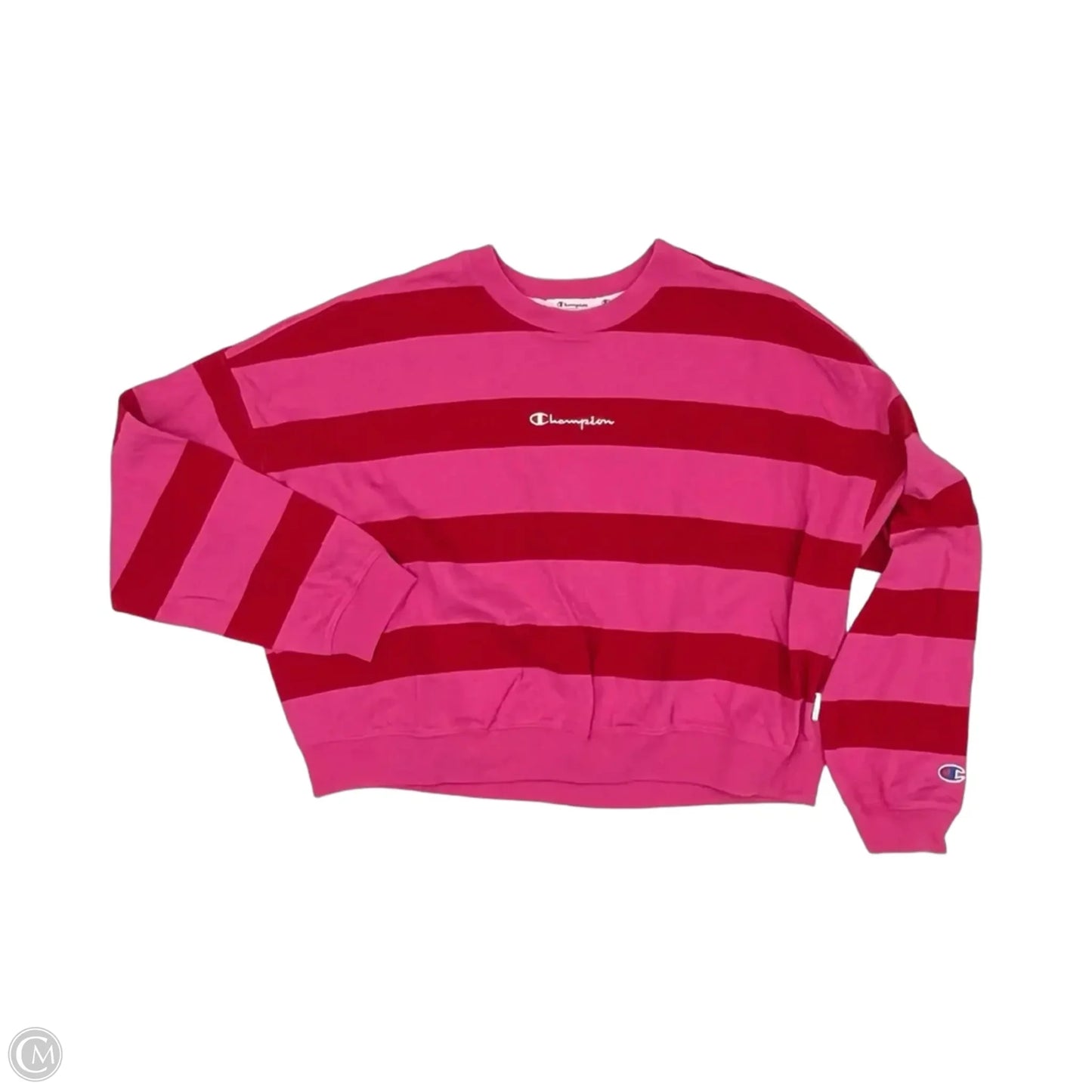 Top Long Sleeve By Champion In Pink & Red, Size: M
