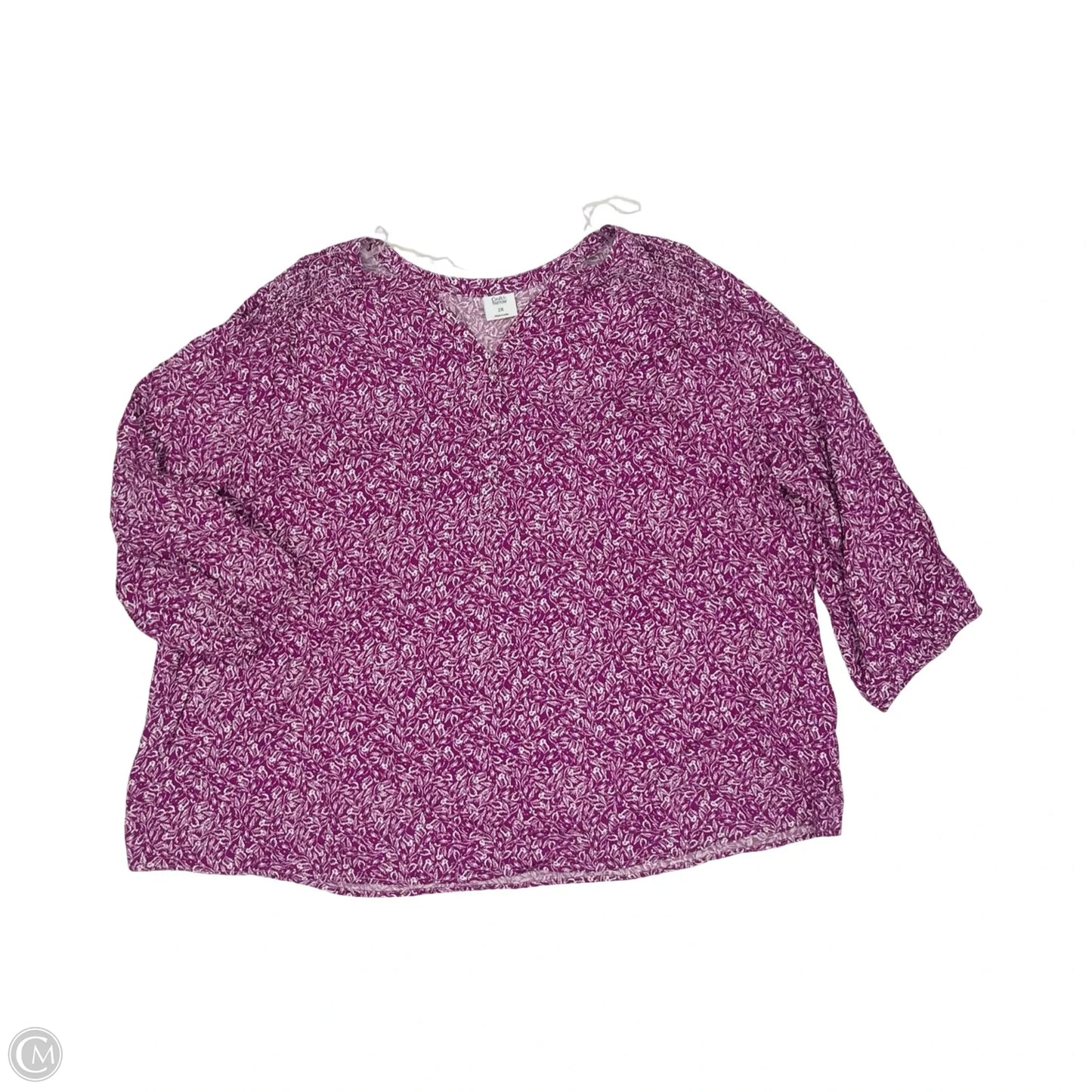 Top Long Sleeve By Croft And Barrow In Purple & White, Size: 2x