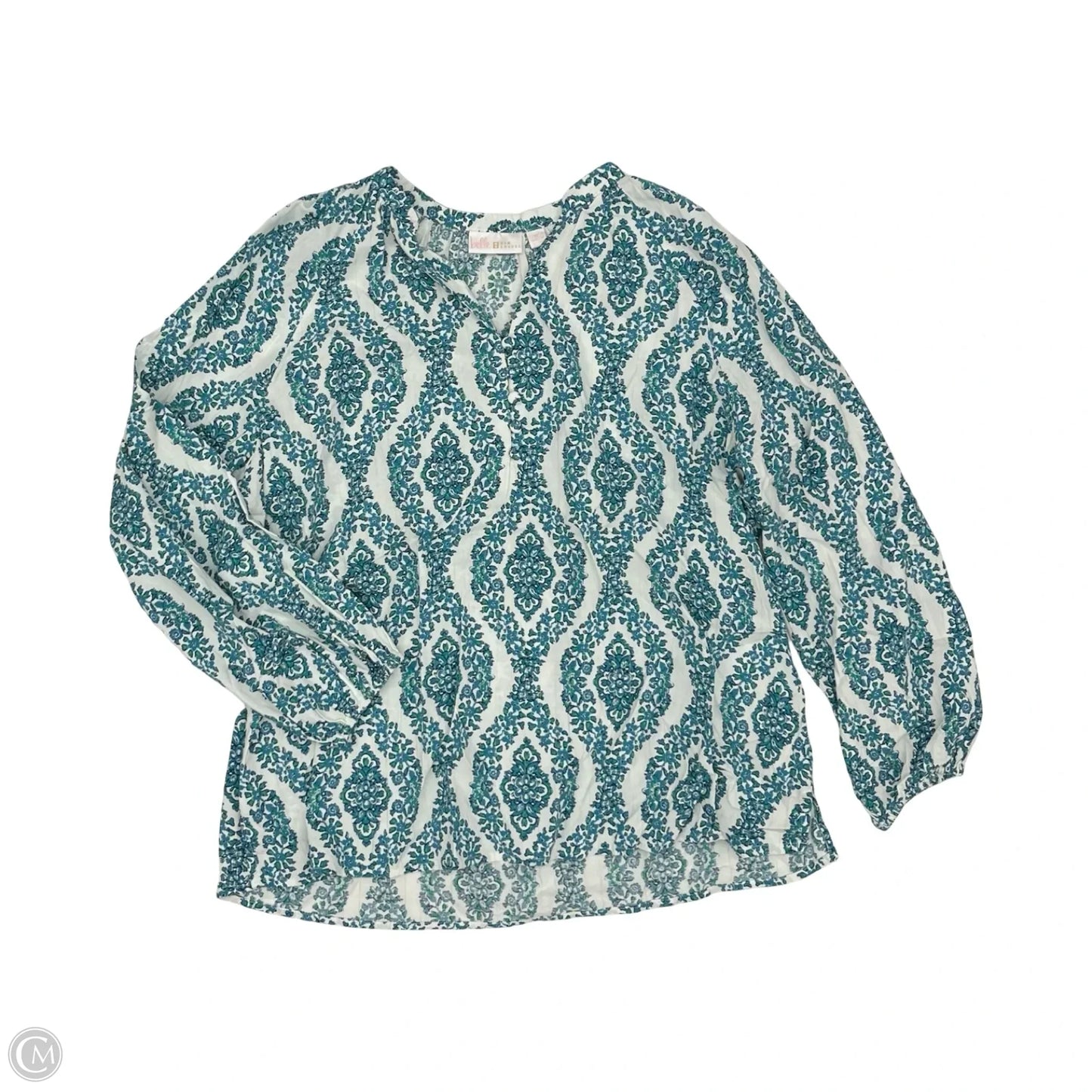 Top Long Sleeve By Clothes Mentor In Blue & White, Size: Xl