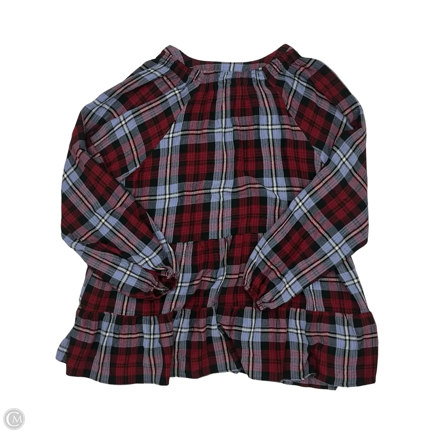 Top Long Sleeve By Maurices In Blue & Red, Size: 2x