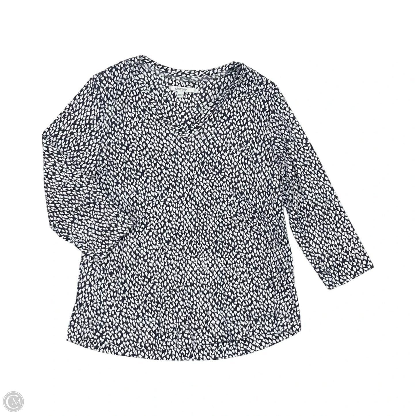 Top Long Sleeve By Chicos In Blue & White, Size: L