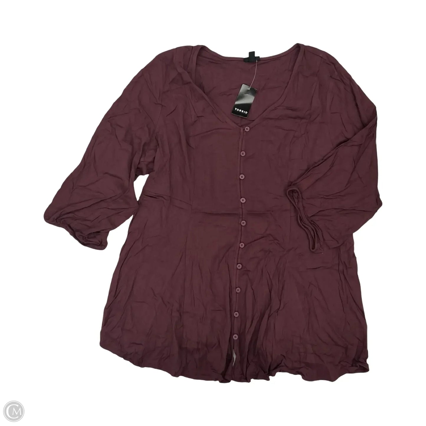 Top 3/4 Sleeve By Torrid In Maroon, Size: 2x