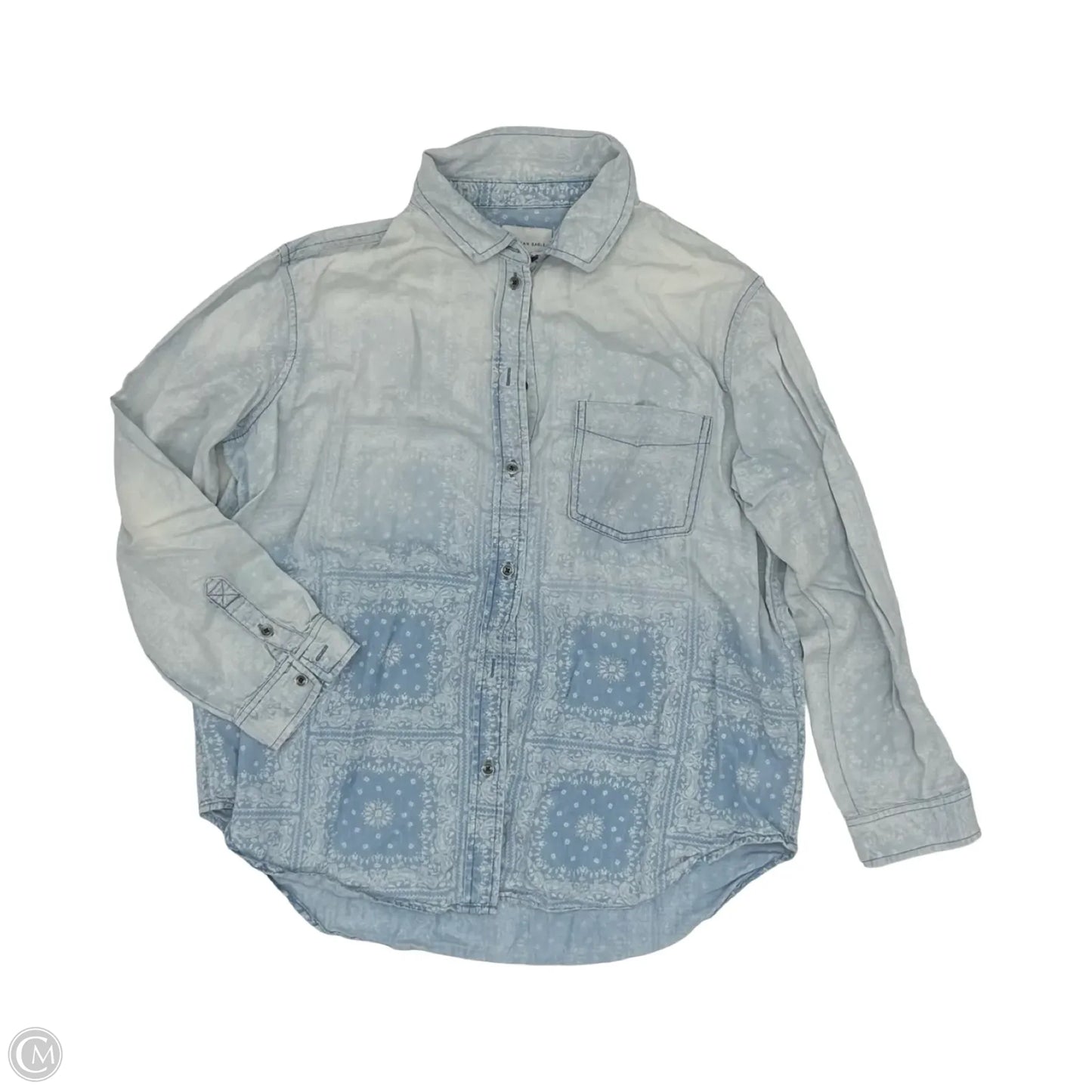 Top Long Sleeve By American Eagle In Blue Denim, Size: M