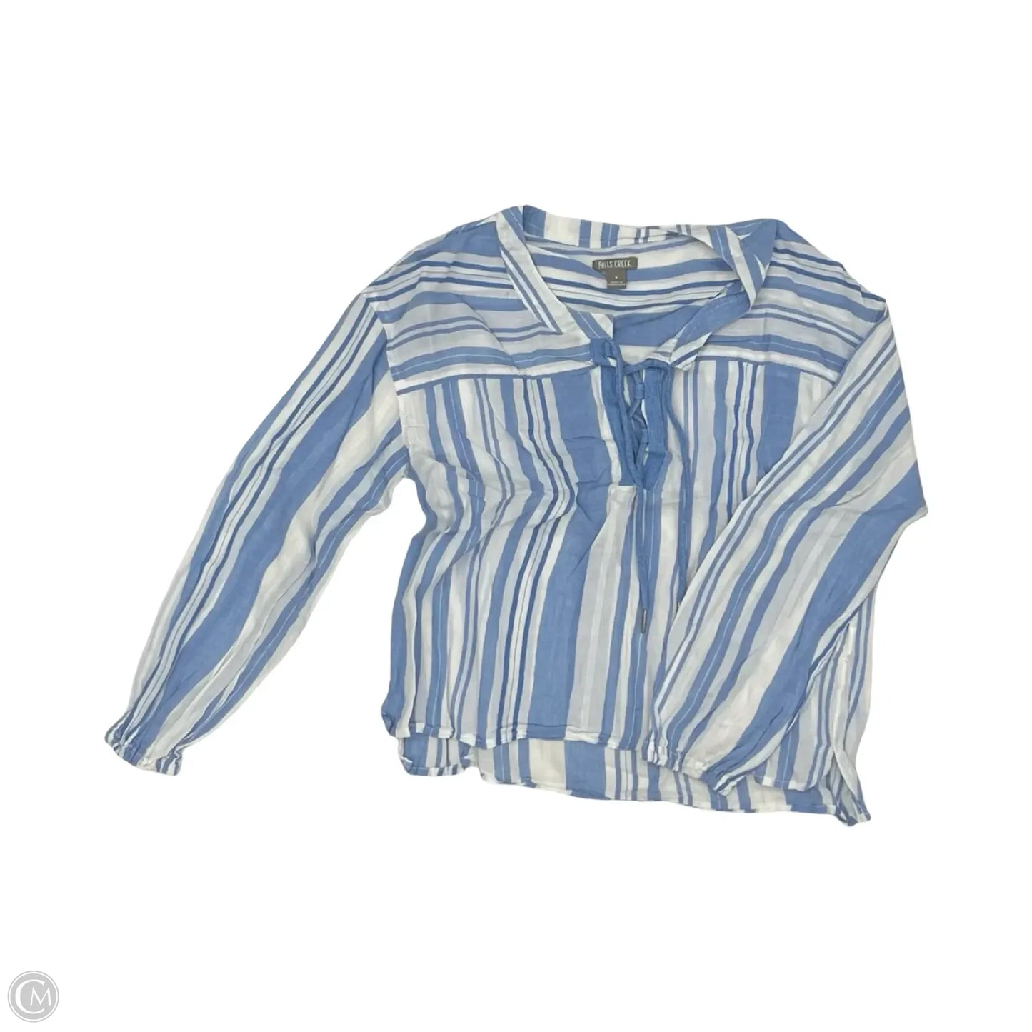 Top Long Sleeve By Falls Creek In Blue & White, Size: S