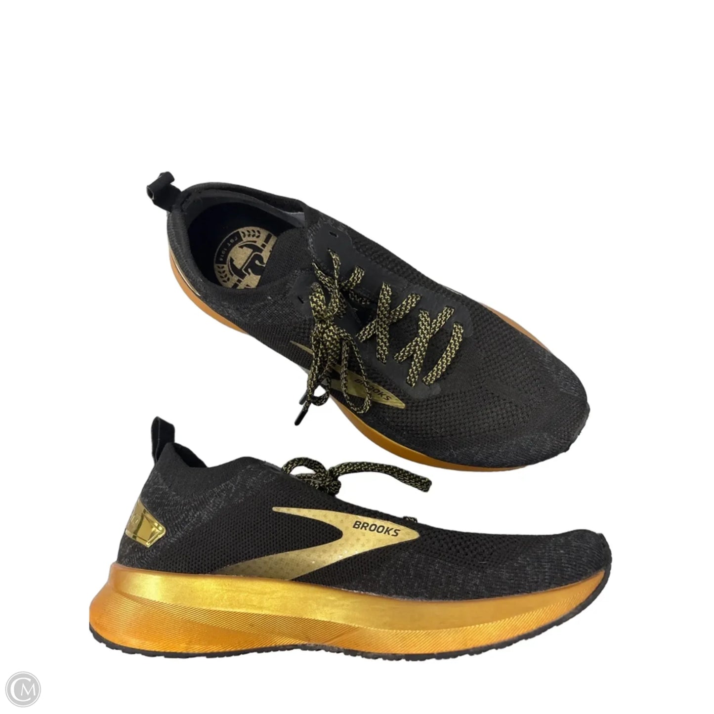 Shoes Athletic By Brooks In Black & Gold, Size: 8.5