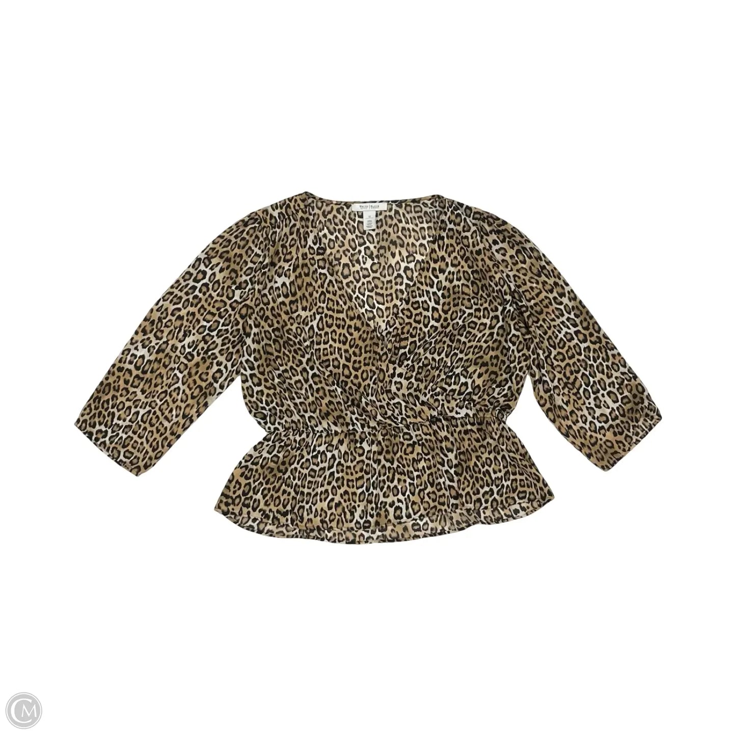 Blouse Long Sleeve By White House Black Market In Leopard Print, Size: L