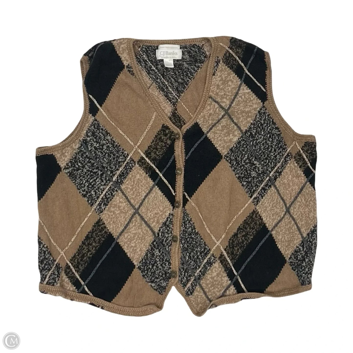 Vest Sweater By Cj Banks In Black & Brown, Size: 2x