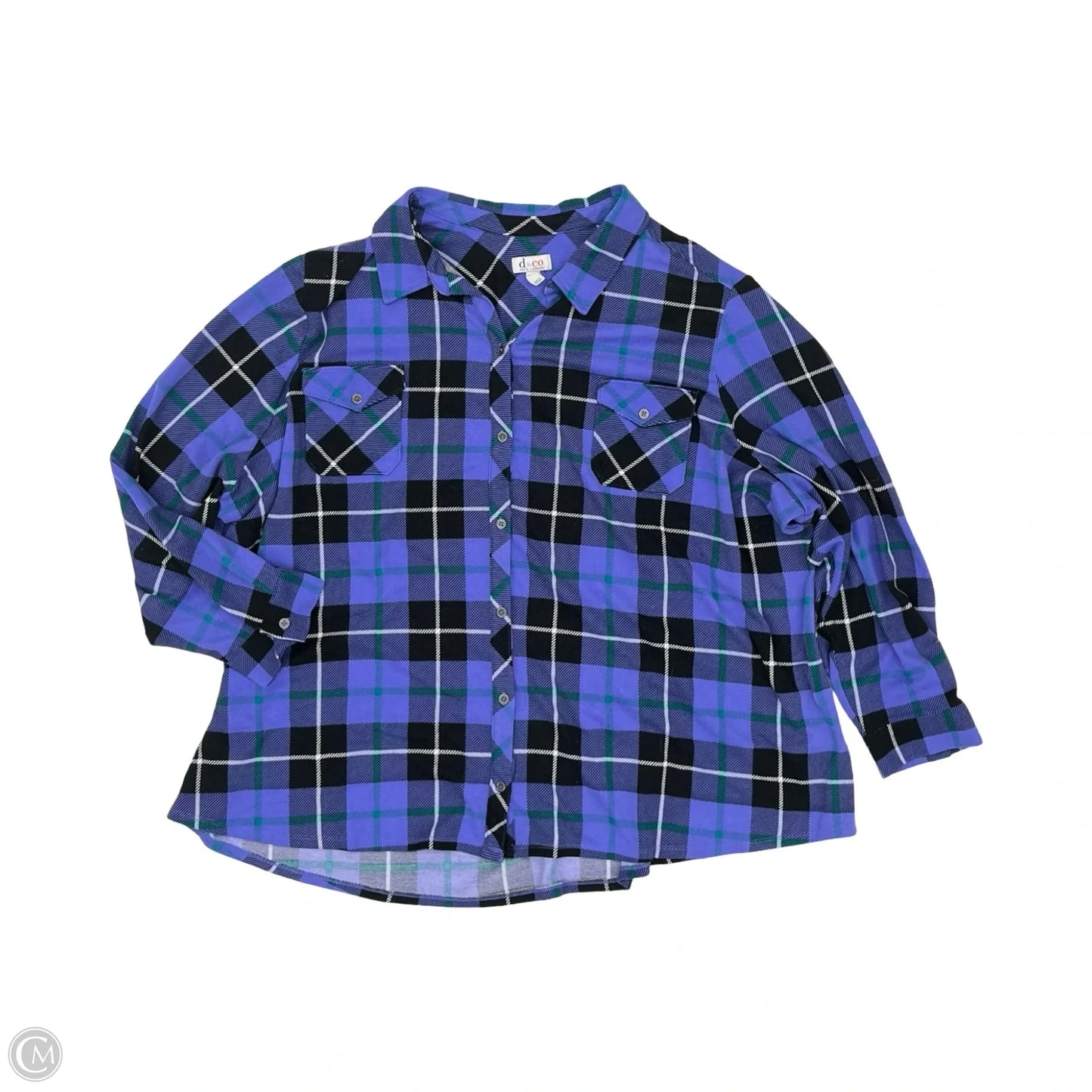 Top Long Sleeve By D&co. In Blue, Size: 5