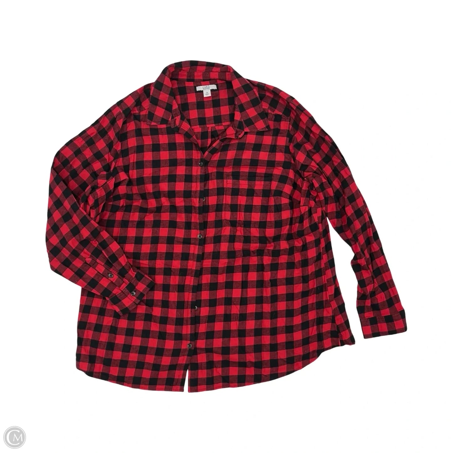 Top Long Sleeve By Croft And Barrow In Black & Red, Size: 2x