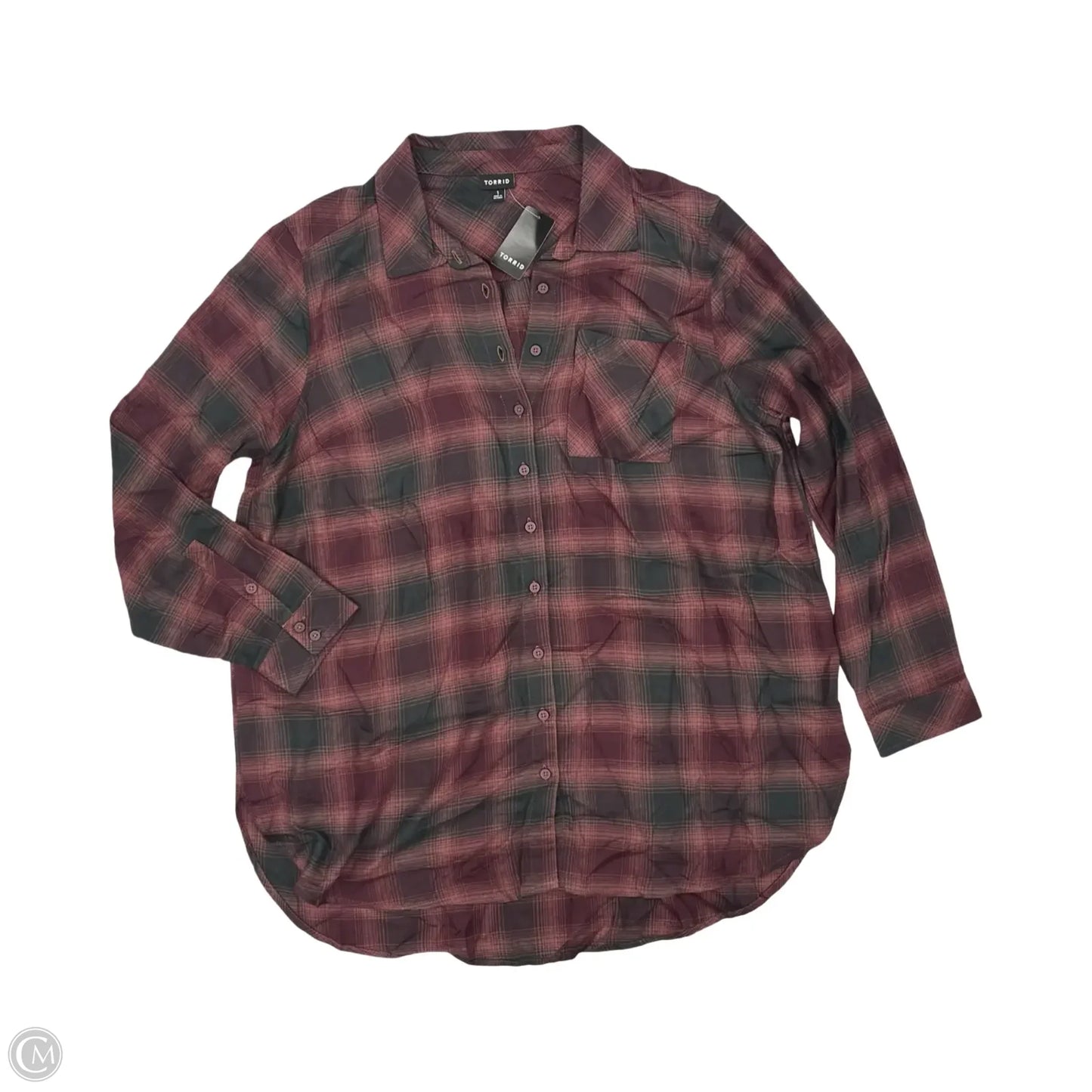 Top Long Sleeve By Torrid In Black & Red, Size: 1x