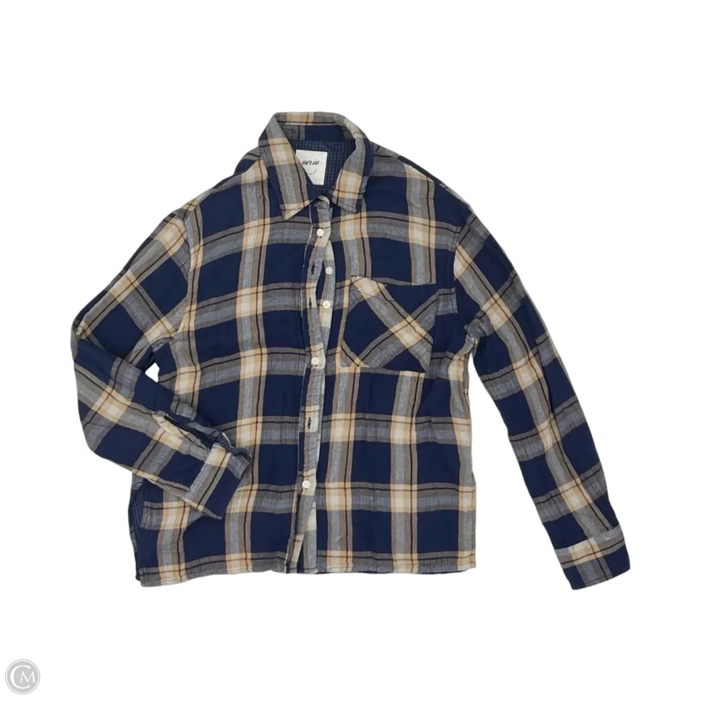 Top Long Sleeve By Aerie In Blue & Tan, Size: Xs